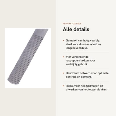 Dailygoods- Houtrasp 4-weg - Halfrond/Plat - Houtbewerking/Metaalbewerking - Schokbestendig - Dubbele/slanke tanden - Afmetingen 200 x 23 mm - Vijl