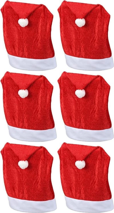 Kerst stoelhoezen set van 6 I Fluweel I Rood I Kerstmuts I Stoelhoezen eetkamer Kerstdecoratie Kerstmuts fauteuilhoes hoes voor schommelstoel