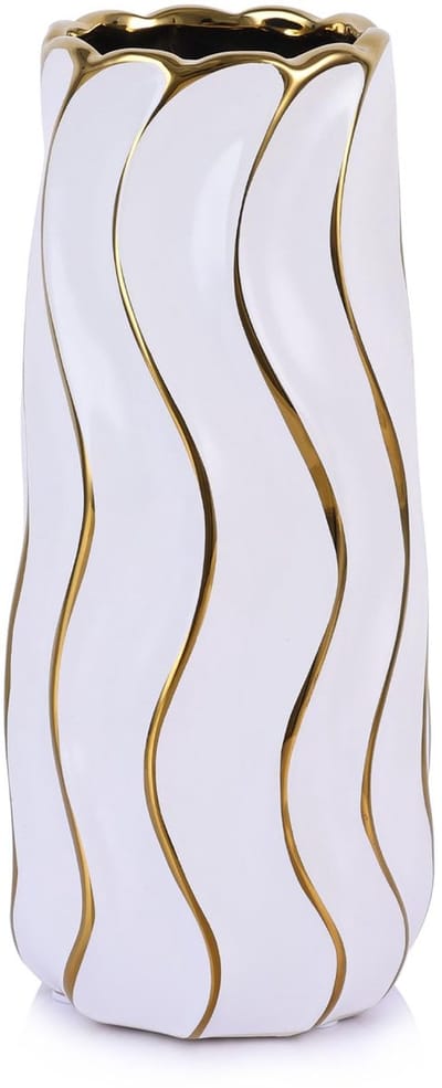 Vaas voor woondecoratie (wit en goud, klein)