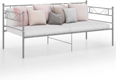 Bedframe - Slaapbank Dagbed - Ruimte Besparen - Gepoedercoat Metaal - 200x90 cm - Grijs