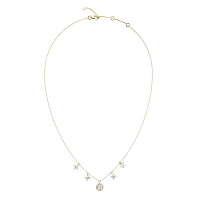 GUESS halsketting Secret Garden 16-18" Flower Charms Necklace Yellow Gold goudkleurig