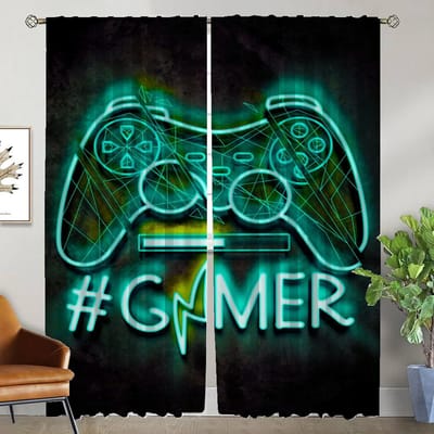 Keukengordijnen 2 Stuks Playstationes Huis Interieur Gordijnen voor Camera Afscheiding Woonkamer Gordijn Gordijnstoffen Tule voor Slaapkamer W50xH70cmx2pcs-CL