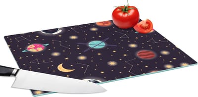 Glazen Snijplank - 39x28 - Space - Zodiac - Sterren - Design - Heelal - Snijplanken Glas