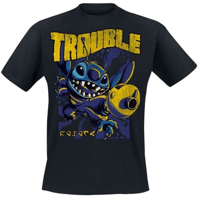 Lilo & Stitch - Disney T-shirt - Big Trouble Stitch - S tot L - voor Mannen - zwart