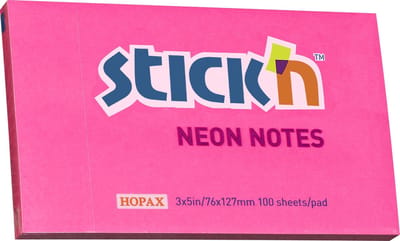 Stick'n Sticky Notes - 76x127mm - Neon/Magenta - 100 Memoblaadjes
