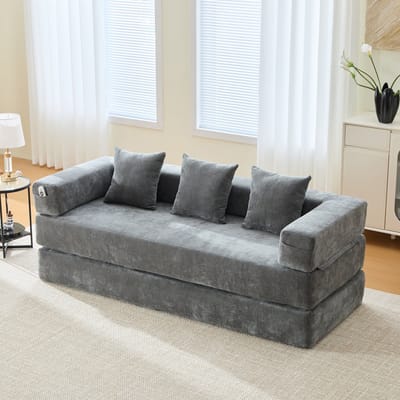 Wishdor - Modulaire Sofa Blokken - Vrij Combineerbaar Met Zijvakken En Antislip Onderzijde - Modern Ontwerp Voor Woonkamer - Chenille Met Schuimvulling En Houten Frame - Donkergrijs - 198 X 79 X 60 Cm