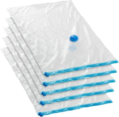 tectake® Vacuümzakken Set – 5 Stuks S (40 x 60 cm) – Plaatsbesparend, Herbruikbaar met In- en Uitlaatventiel – Voor Kleding, Beddengoed en Reizen – Max. 26L