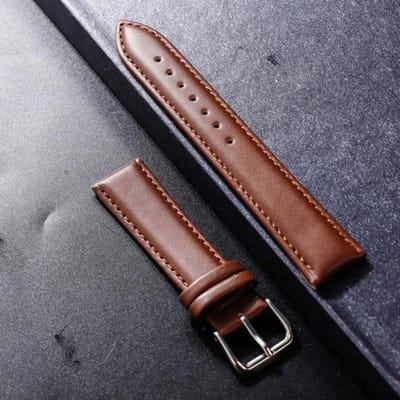 Bracelet de montre en cuir de vache véritable, universel, uni, pour femmes et hommes, 20 mm, 24 mm 20mm marron