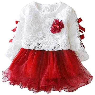 Zeynomax - Baby meisjes kanten rok - Prinsessenjurk - Ademend en comfortabel - Rood - Perfect voor speciale gelegenheden - Geschikt voor thuis en fe..