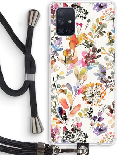 Case Company® - Hoesje met koord geschikt voor Samsung Galaxy A71 hoesje met Koord - Wilde grassen - Telefoonhoesje met Zwart Koord - Bescherming aan alle Kanten en Over de Schermrand