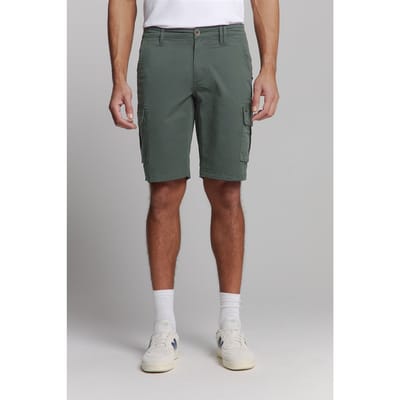 No Excess Short Cargo Garment Dyed + Stone Washed Stretch Dark Steel Maat: W28 | Korte Broeken Outlet | Heren | Groen