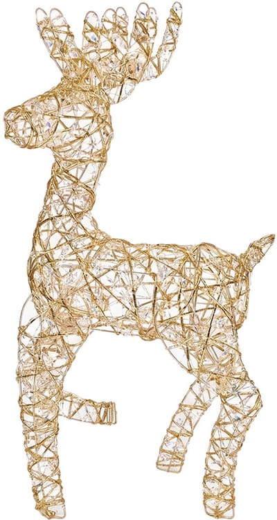 Clayre & Eef Kerstdecoratie met LED-verlichting Hert 38x15x76 cm / 3xAA Goudkleurig Metaal