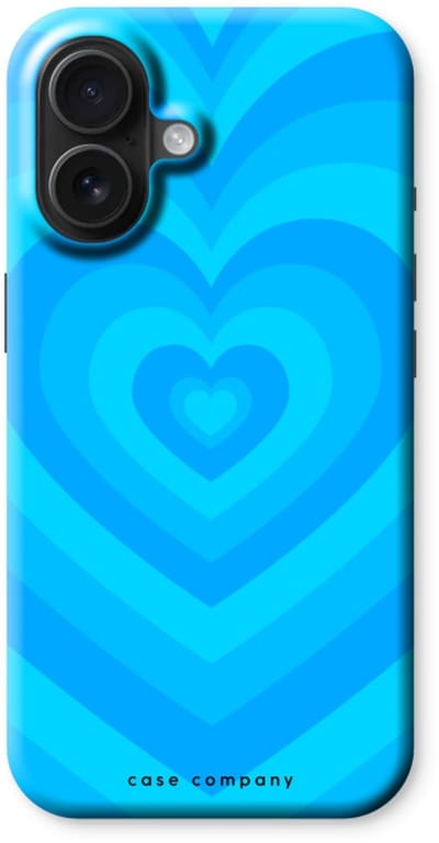 Case Company® - Hoesje geschikt voor iPhone 16 hoesje - Hart Blauw - Tough Case - Maximale Bescherming alle Kanten en Schermrand