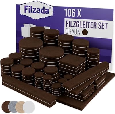 Viltglijders Zelfklevend Set - 106-delig - Bruin - Professionele Meubelglijders met Ideale Kleefkracht