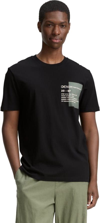 Tom Tailor 1043491 Printed T-shirt Met Korte Mouwen Zwart L Man