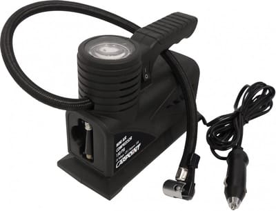Carpoint Luchtcompressor – 12 Volt - Analoge manometer – Maximaal 150PSI of 10.3 Bar – Inclusief adapters - Voor auto-, motor-, en fietsbanden - Voor opblaasbaar speelgoed & ballen