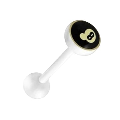Aramat Jewels | Tongpiercings | Uniek Witte Tongpiercing met Prachtig Logo | Vlammen | |8mm | Kunststof | Volwassenen | Verkleurd niet