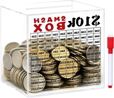 Geldspaarbox Acryl - Spaarpot Kluis - Geld Besparen - Onbreekbaar Transparant - 16.8L x 13.8B x 14.8H cm - Transparant