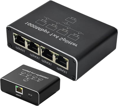 Ethernet Kabel Splitter - Netwerk Splitter - Netwerk Uitbreiden - Gigabit Snelheid - 1 naar 4 poorten - Grijs