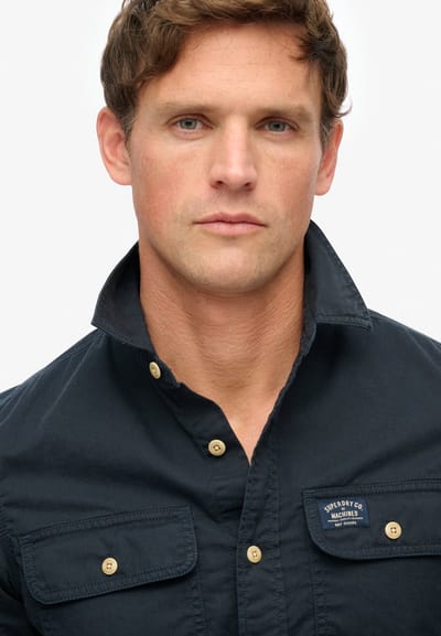 Superdry - Katoenen Workwear overhemd met lange mouwen - Heren - Lange mouwen shirts