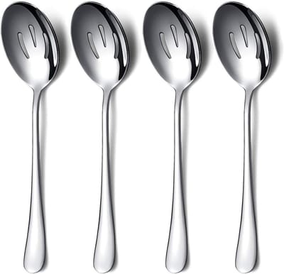Stainless Steel Serveerset van 4 Stukken - Duurzame Lepels voor Feestjes en Diner