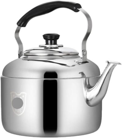 Waterkoker met Fluitje - Theeketel Roestvrij Staal - Water Koken - Grote Diameter Mond - 5L - Blauw Zilver