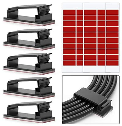 Famanu – Zelfklevende kabelclips - 50 stuks - 3 m - voor ethernetkabels en kabelmanagementsysteem voor tv - pc - laptop - kantoor