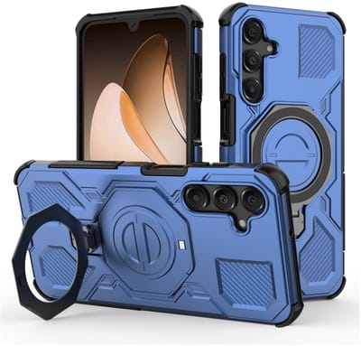 Hoesje geschikt voor Samsung Galaxy A16 | Compatibel met MagSafe / Qi2 | 360° Draaibare Magnetische Standaard | Back Cover Kickstand Ring | Blauw
