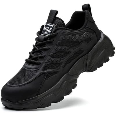 Zwart Wit Werkschoenen Heren Dames Werk Sneakers Ademend Anti-Punctie Heren Sport Veiligheidsschoenen Beschermende Stalen Neus Schoenen Unisex 41 black