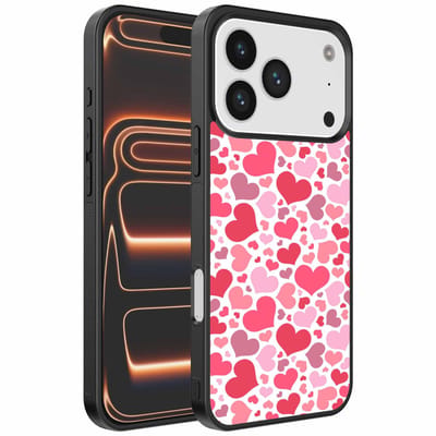 Geschikt voor iPhone 17 Pro Max Telefoonhoesje met Hartjes Print - Hearts Design TPU Backcover Case - Kinder Hoesje met Hartjes Design - Smartphonica geschikt voor iPhone 17 Pro Max