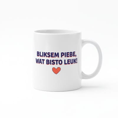 Bliksem Piebe, Wat Bisto Leuk! – Grappige Friese Quote Koffiemok 330 ml | Vrolijk Compliment Cadeau