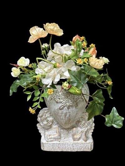 Seta Fiori - Kunstbloemen bloemstuk - Engelenhart - rozen peach en zacht geel