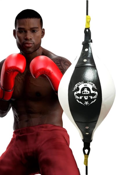 Speed Bag - Bokszak Bal - Fitness Training - Heavy Duty - 38 x 18 cm - Zwart Wit
