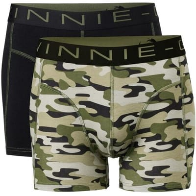 Vinnie-G Boxershorts 2-pack Black/Army Green Print - Maat S - Heren Onderbroeken Zwart/Legerprint- Geen irritante Labels - Katoen heren ondergoed