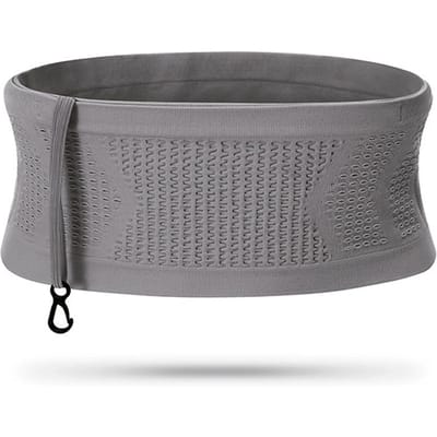 Ceinture de course mince Fanny Packs extensible 360 ​​degrés circulaire ouvert respirant entraînement taille Packs anti-dérapant M gris
