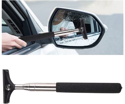 Dailygoods- Spiegelwisser Telescopisch - Auto Achteruitkijkwisser - Intrekbare Glaswisser - Roestvrij Staal - Rubber Borstelkop 6,4 cm - Max. Lengte 98 cm - Auto Reiniger