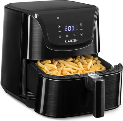 Klarstein airfryer, Sparsamer Airfryer, Fritteuse, hete lucht Fritteuse voor Knusprige Pommes, Air Fryer met 1700 Watt, XXL Frittierkorb 5 Liter, Thermostaat, Timer, 8 Programme, Graphitgrau - Heteluchtfriteuse - Programma Touch
