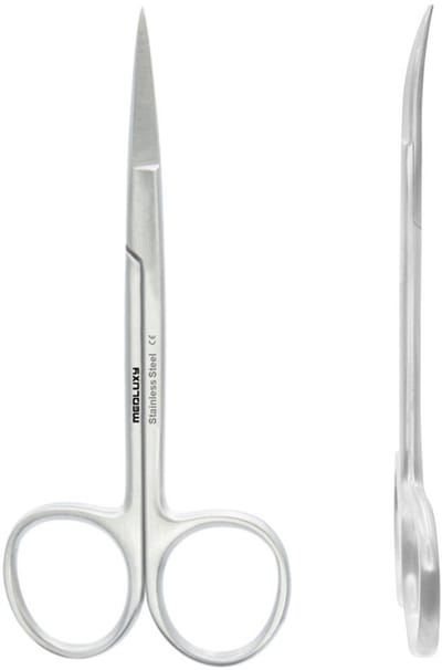 MEDLUXY® - Gezichtshaar Schaar 10.5 cm – RVS – Voor Wenkbrauw, Neus, Snor, Baard & Oor – Gebogen Schaarbladen – Rechtshandig