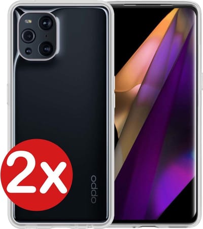 Hoesje - 2 Stuks - Geschikt voor OPPO Find X3 Pro - Sterk & Shockproof - Telefoonhoes - Back Cover - Case Siliconen - Telefoon Hoes - Transparant