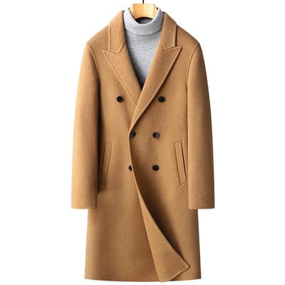 Nieuwe Herfst- en Winter 100% Wollen Jas voor Heren, Dubbelrijig, Dubbelzijdige Wollen Jas, Knielange Wollen Jas voor Heren 4XL