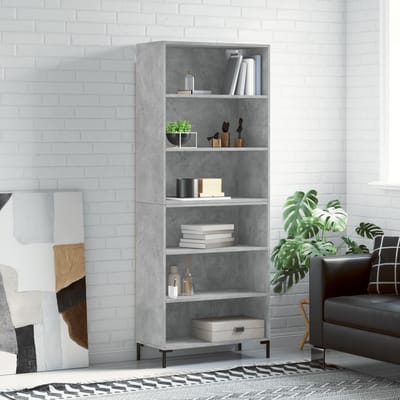 vidaXL - Hoge - kast - 69,5x32,5x180 - cm - bewerkt - hout - betongrijs