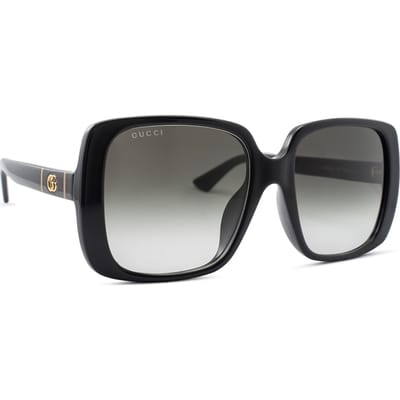 Gucci Dames GG0632SA-001 Oversized Vierkante Zwarte Zonnebril met Grijs Verloopglas zwart