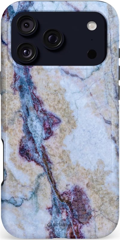 Casetastic hoesje geschikt voor Apple iPhone 17 Pro Max - MagSafe - Dubbellaagse bescherming - Diepzee Marmer - Fashion Case - Blauw Zand