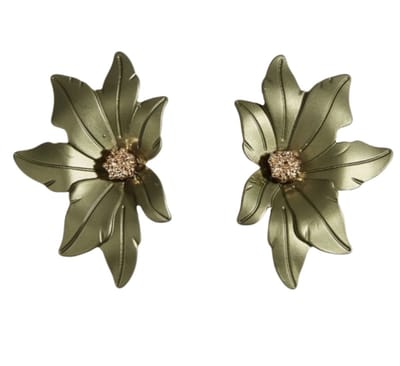 Oorbellen- mosgroen- bloem-Charme Bijoux