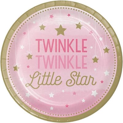 Bordjes Twinkle Little Star Roze - 8 Stuks