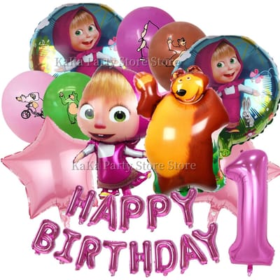 Ensemble Anniversaire Fille et Ours Décoration de Fête Assiettes d'Anniversaire Nappe Serviette de Table Sac Cadeau Fête Prénatale Cadeaux de Fête Fournitures