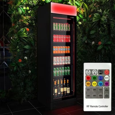 GGM Gastro Getränkekühlschrank - 345 Liter - rahmenloses Design - mit 1 Glastür & farbigem LED-Licht