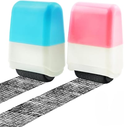 Pen - Zegel - Gevarieerde Roller Stempel Set - 2 Stuks Identiteitsbeschermingsrolstempels - Inktbeveiligingsstempel voor Privacybescherming - Vertrouwelijke Stempelrol voor ID-Blokkering en Adresblokkering - Bescherming van Persoonlijke Informatie