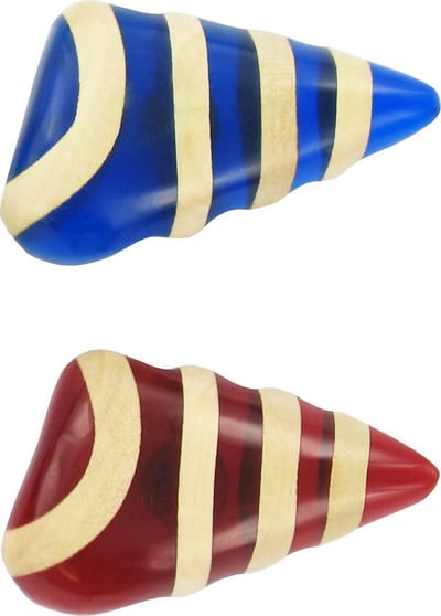 Decoratieve houten / acrylaat meubelknoppen, 2 stuks, leo, rood / blauw