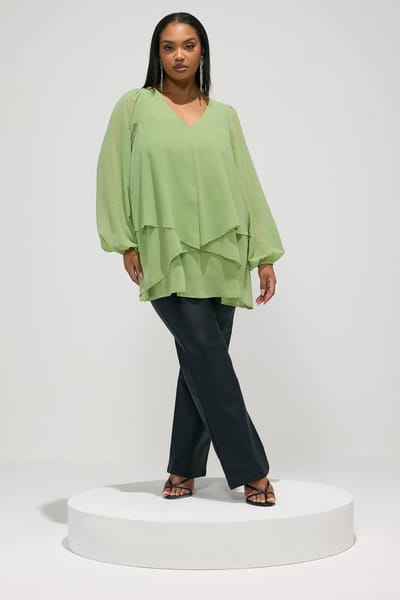 Yours London Groene Gelaagde Blouse Met Vhals Size 42